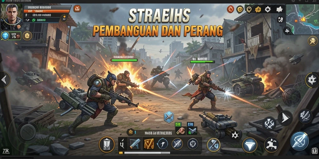 Tampilan gameplay menarik dari 73K dengan pertarungan strategis.