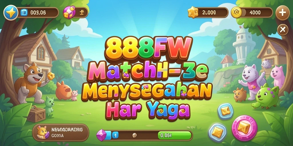Tampilan gameplay Match-3 yang seru dan penuh warna.