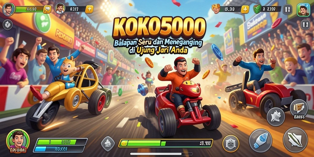 Screenshot gameplay KOKO5000 menampilkan aksi balapan yang mendebarkan.