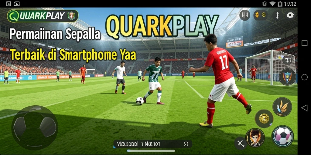 Gameplay QUARKPLAY yang menegangkan dan interaktif saat bermain sepak bola.
