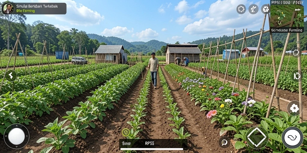 Tampilan gameplay seru di RP55 dengan kegiatan berkebun.