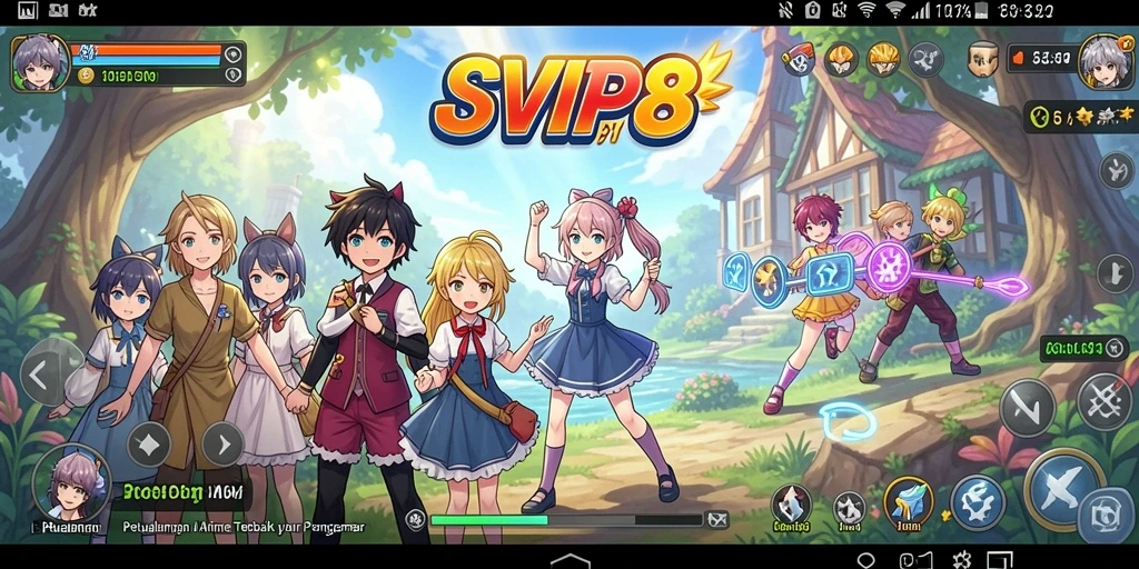 Tampilan gameplay SVIP8 dengan karakter anime yang menawan.