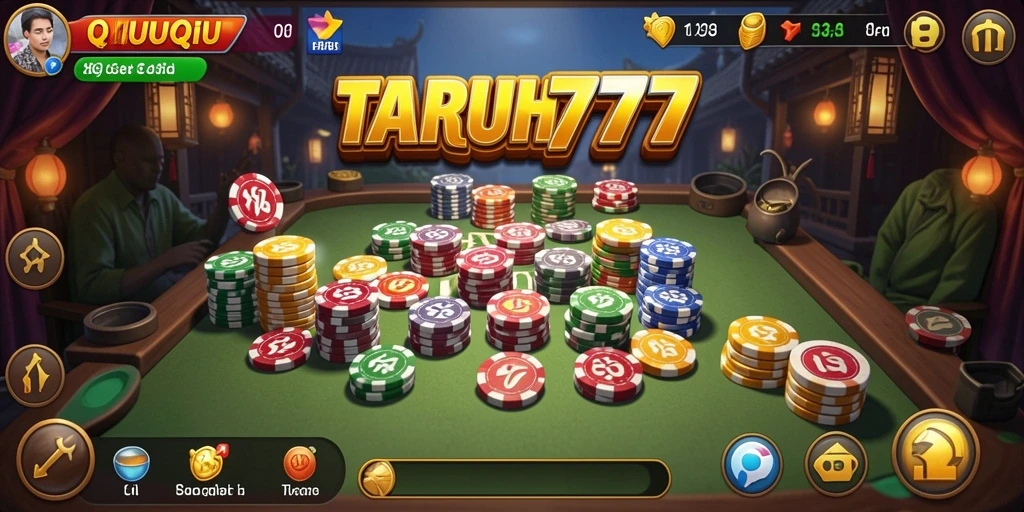 Screenshot menampilkan aksi penuh ketegangan dalam permainan QiuQiu.